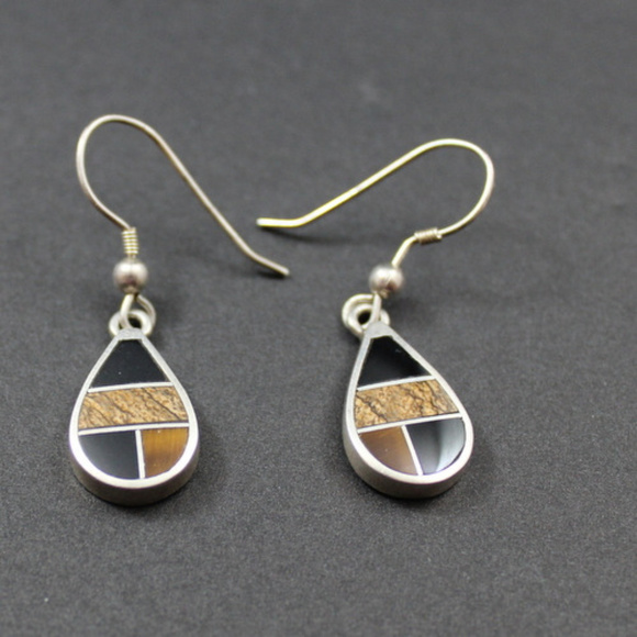 Jewelry - Native American Sterling Earrings Inlay Signed C
